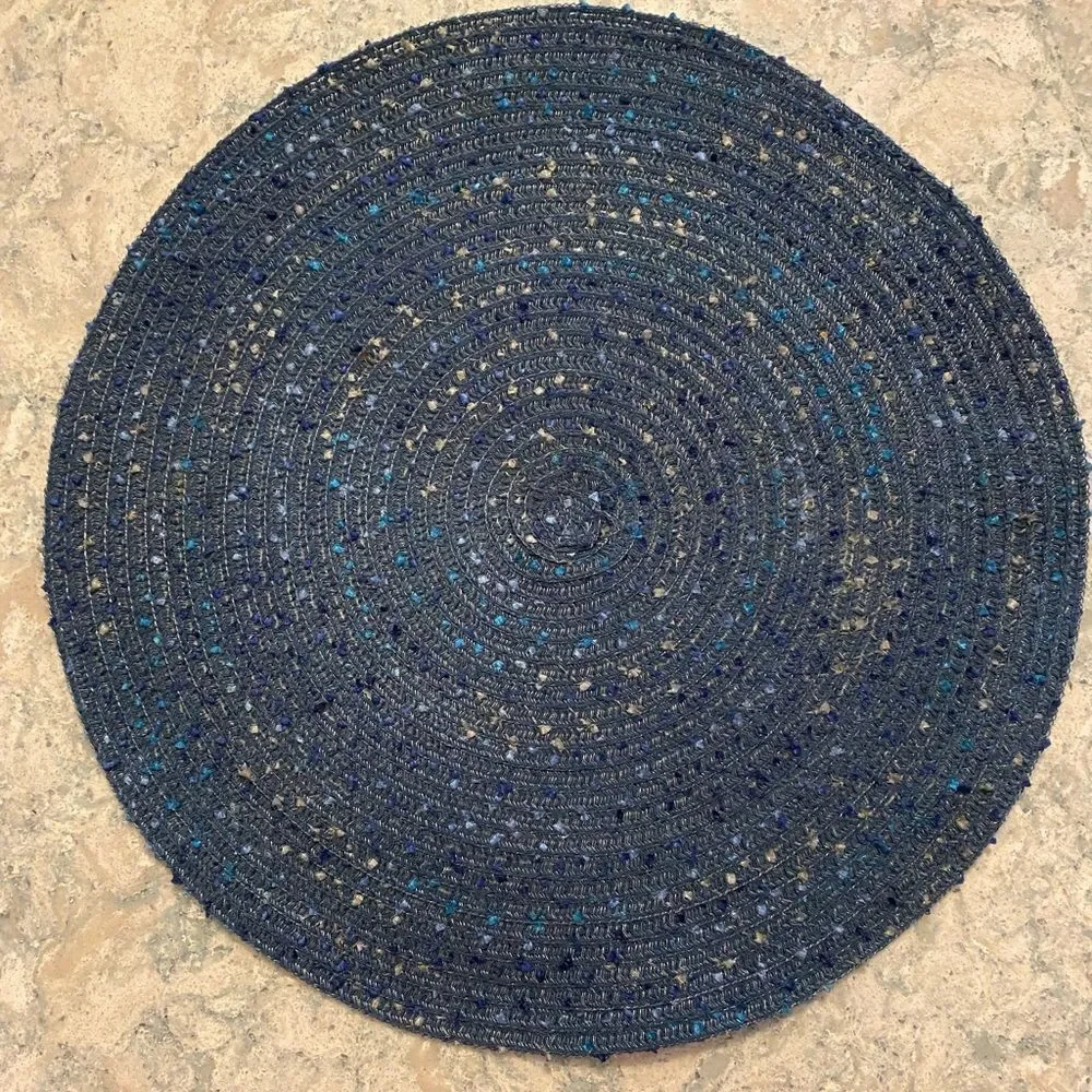 Table Textured placemats  8 dark blue with sequins and threaded designs